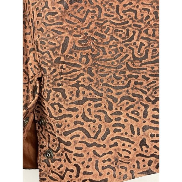 Vintage G-III Global Identity Brown Animal Print Leather Pencil Skirt Size 3/4 - Picture 4 of 9